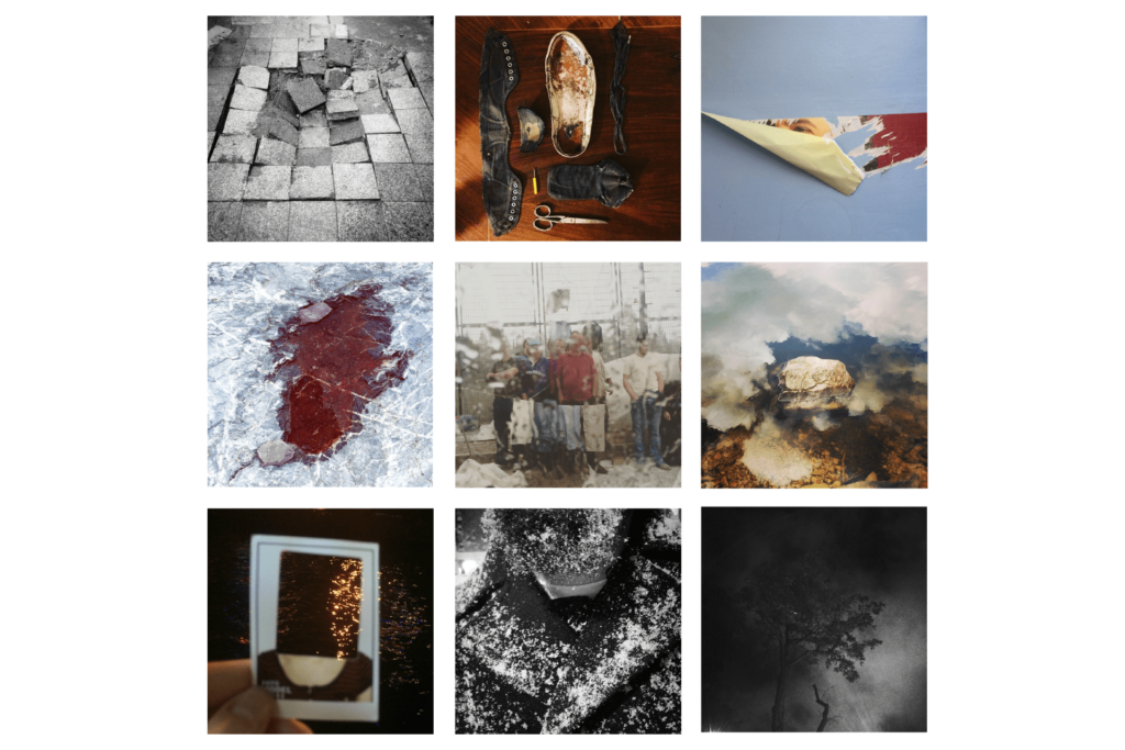 Grid of nine photographs from the series Kasırga / The Hurricane