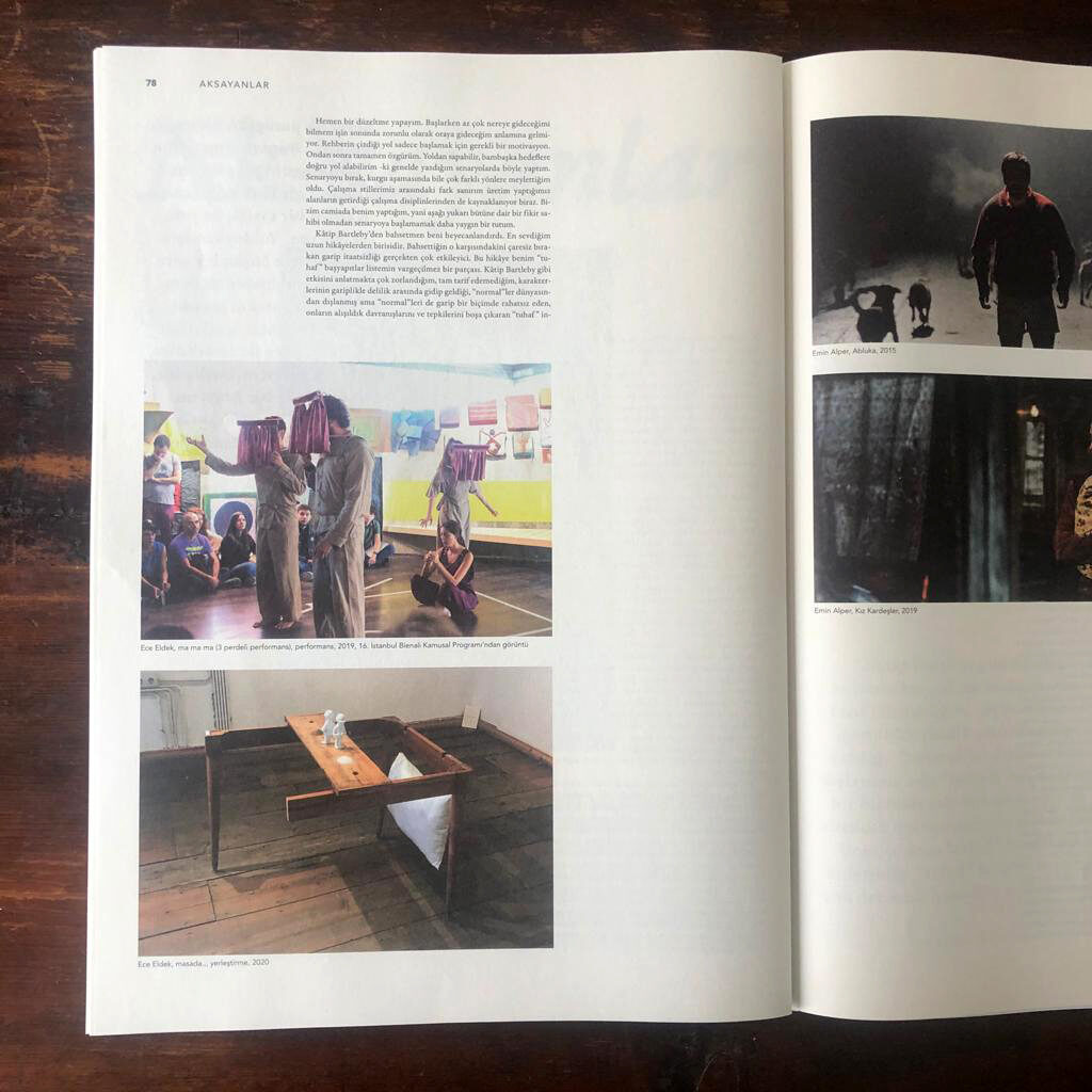 Art Unlimited spread showing installation photographs of Ece Eldek's works